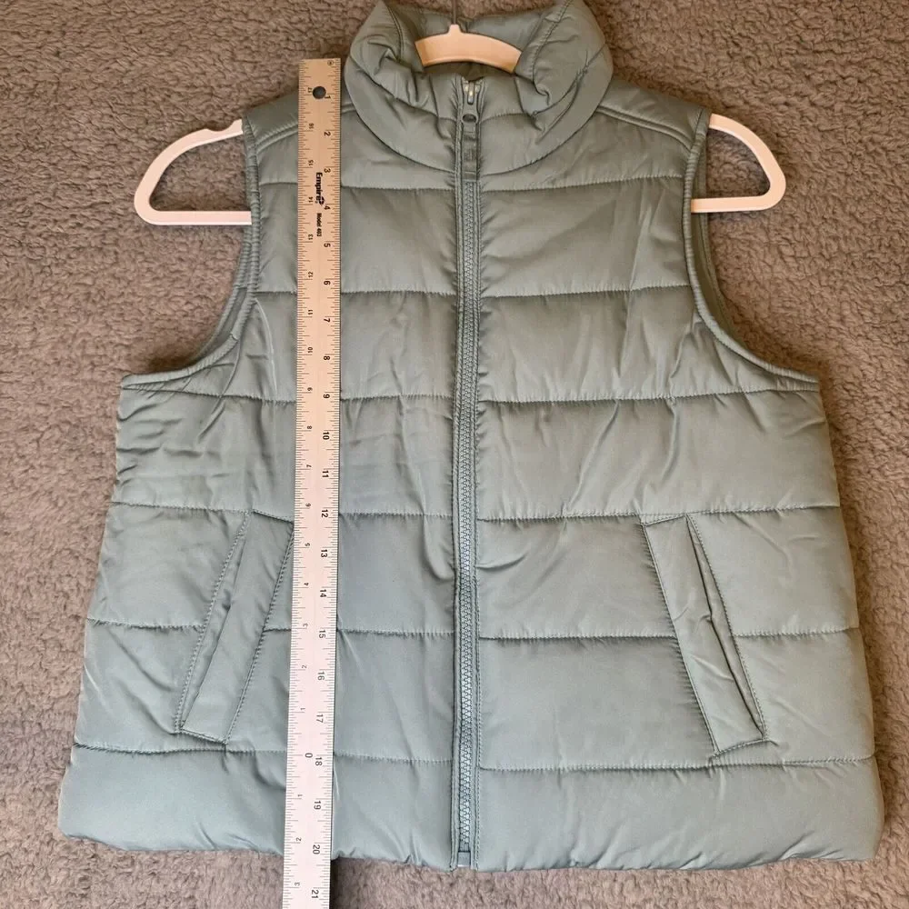 The Children's Place Green Girls Puffer Full Zip Vest Pockets‎ Size XL 14 NWOT